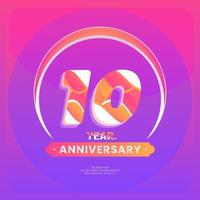 Nummer 10 Vektor Logos zum Jahrestag Feier isoliert auf violett Hintergrund, Vektor Design zum Feier, Einladung Karte, und Gruß Karte.