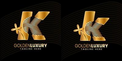 Brief k Luxus dekorativ alphabetisch. golden Blume Luxus Logo Profi Vektor. vektor