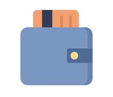 Geld Brieftasche oder Geldbörse mit Anerkennung Karte Symbol. finanziell Konzept. Vektor eben Illustration