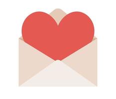 Liebe Brief Symbol. öffnen Briefumschlag mit Herz innen. Liebe Mail Konzept. Vektor eben Illustration