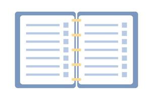 öffnen Notizbuch Symbol. Notizblock und Papier Blätter unterzeichnen. Vektor eben Illustration