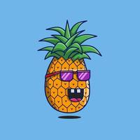 Häftigt skrattande ananas illustration tecknad serie vektor