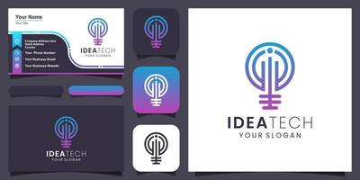 kreativ smart Glödlampa lampa logotyp ikon och företag kort design . vektor