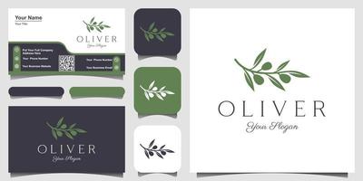 Zweig Olive Öl Logo Design Vorlage. vektor
