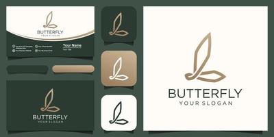 abstrakt Schmetterling einfach Vektor Logotyp. Linie minimal Universal- Luxus Symbol Logo.