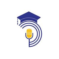 graduierten-podcast-logo-symbol-symbol-design. Bildungs-Podcast-Logo-Konzept. vektor