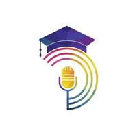 graduierten-podcast-logo-symbol-symbol-design. Bildungs-Podcast-Logo-Konzept. vektor