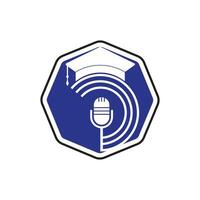 examen podcast logotyp ikon symbol design. utbildning podcast logotyp begrepp. vektor