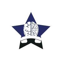 Gehirn Anruf Vektor Logo Design Vorlage.