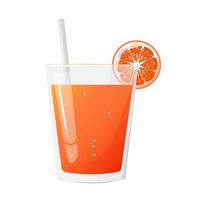 ein Glas von Grapefruit oder Orange Saft, und ein Scheibe von Grapefruit. natürlich frisch gedrückt Saft. gesund Diät. das Design Konzept von ein Netz Seite, Werbung, Café, Menü. Vektor Illustration