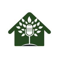 eco podcast vektor logotyp design. natur prata logotyp begrepp.