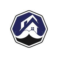 mustasch Hem vektor logotyp design. stark hus logotyp design begrepp.