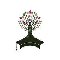kreativ modern natur utbildning logotyp design. gradering keps och träd ikon logotyp. vektor