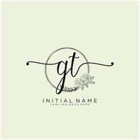 första gt feminin logotyp samlingar mall. handstil logotyp av första signatur, bröllop, mode, smycken, boutique, blommig och botanisk med kreativ mall för några företag eller företag. vektor