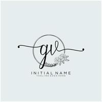 Initiale gv feminin Logo Sammlungen Vorlage. Handschrift Logo von Initiale Unterschrift, Hochzeit, Mode, Schmuck, Boutique, Blumen- und botanisch mit kreativ Vorlage zum irgendein Unternehmen oder Geschäft. vektor