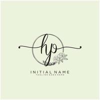första hp feminin logotyp samlingar mall. handstil logotyp av första signatur, bröllop, mode, smycken, boutique, blommig och botanisk med kreativ mall för några företag eller företag. vektor