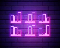 glödande neonlinje cirkeldiagram infographic ikon isolerad på tegelvägg bakgrund. diagram diagram tecken. vektor illustration