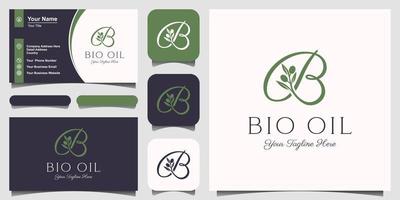 Brief b kombiniert Zweig Olive Öl Logo Design Vorlage. vektor