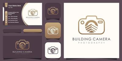 byggnad kamera logotyp, design vektor enkel elegant modern stil.