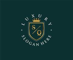 Royal Luxury Logo-Vorlage mit quadratischem Anfangsbuchstaben in Vektorgrafiken für Restaurant, Lizenzgebühren, Boutique, Café, Hotel, Heraldik, Schmuck, Mode und andere Vektorillustrationen. vektor