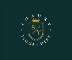 första sy brev kunglig lyx logotyp mall i vektor konst för restaurang, kungligheter, boutique, Kafé, hotell, heraldisk, Smycken, mode och Övrig vektor illustration.