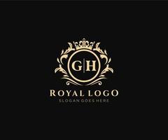 Initiale gh Brief luxuriös Marke Logo Vorlage, zum Restaurant, Königtum, Boutique, Cafe, Hotel, heraldisch, Schmuck, Mode und andere Vektor Illustration.