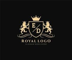 första red brev lejon kunglig lyx heraldisk, vapen logotyp mall i vektor konst för restaurang, kungligheter, boutique, Kafé, hotell, heraldisk, Smycken, mode och Övrig vektor illustration.