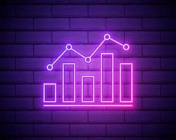 Grafik und Pfeil Neon Symbol. leuchtende Vektorgrafik Illustration Zeichen für Website. Geschäftskonzept isoliert auf Mauer. vektor