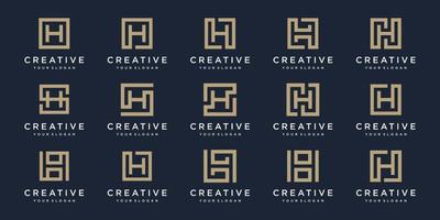uppsättning av logotyp design brev h med fyrkant stil. vektor mall