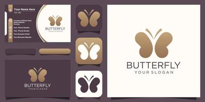 minimalistisk butterfly line logotyp koncept vektor