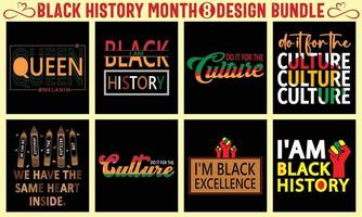 svart historia månad t skjorta design bunt. uppsättning av svart historia månad t-shirt design bunt vektor