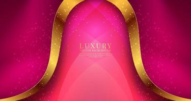 3d Rosa Luxus abstrakt Hintergrund Überlappung Schicht auf dunkel Raum mit golden Wellen Dekoration. modern Grafik Design Element ausgeschnitten Stil Konzept zum Banner, Flyer, Karte, Broschüre Abdeckung, oder Landung Seite vektor