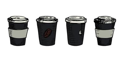 söt kopp av te eller kaffe illustration. enkel kopp ClipArt. mysigt Hem klotter uppsättning vektor