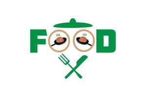 friska mat logotyp mall. restaurang logotyp. snabb mat logotyp. organisk mat vektor design. gaffel, sked, och löv logotyp