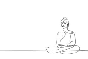 Buddhist Meditation Pose Linie Kunst Illustration, Buddha vesak Tag vektor