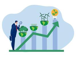 företag investera med tillväxt Graf för esg eller ekologi problem begrepp företag investera energi källor bevara Resurser av planet. platt vektor illustration
