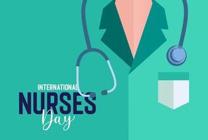 International Krankenschwestern Tag Design, glücklich Krankenschwester Tag Illustration. Krankenschwester Uniform und Stethoskop vektor