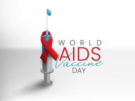 Welt AIDS Impfstoff Tag Design. rot AIDS Band und hiv Impfstoff Bewusstsein Illustration vektor