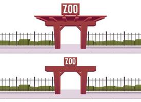 Zoo ingång med stål staket och trä- Port vektor illustration