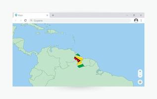 browser fönster med Karta av Guyana, sökande guyana i internet. vektor