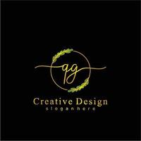 första qg skönhet monogram och elegant logotyp design, handstil logotyp av första signatur, bröllop, mode, blommig och botanisk logotyp begrepp design. vektor
