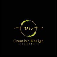 första vc skönhet monogram och elegant logotyp design, handstil logotyp av första signatur, bröllop, mode, blommig och botanisk logotyp begrepp design. vektor