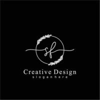 första sf skönhet monogram och elegant logotyp design, handstil logotyp av första signatur, bröllop, mode, blommig och botanisk logotyp begrepp design. vektor