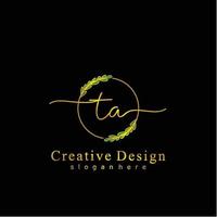 första ta skönhet monogram och elegant logotyp design, handstil logotyp av första signatur, bröllop, mode, blommig och botanisk logotyp begrepp design. vektor