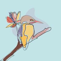 Vogel minimale handgezeichnete Illustration. Einzeiliger Zeichenstil Einzeiliges Zeichnungskonzept vektor