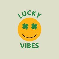 Heilige Patrick's Tag Vektor Illustration Konzept mit glücklich Emoji Kleeblatt Augen und Typografie
