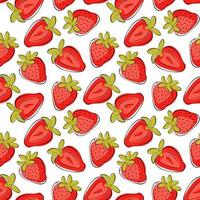 nahtlos Vektor Muster mit hell saftig Erdbeeren. wiederholen Hintergrund mit Sommer- Beeren auf ein Weiß. verwenden zum Stoff, Geschenk wickeln, Verpackung.
