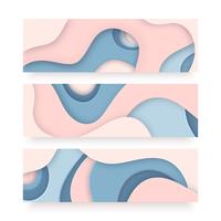 Abstrakt Layered Paper Art Banner Vector Set