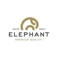 Elefant Logo Vektor Hipster retro Jahrgang Etikette Illustration