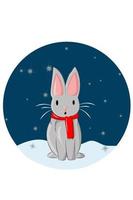 das Kaninchen mit dem roten Schal in der Weihnachtszeit vektor